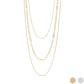 18K Gold PVD Stainless Steel Loop, Box, and Paperclip Layered Chain Necklace