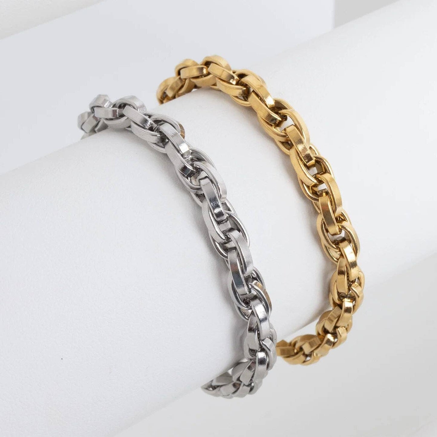 18K Gold PVD Stainless Steel Double Oval Chain Bracelet