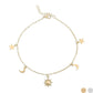 18K Gold PVD Stainless Steel Moon & Star Charm Anklet