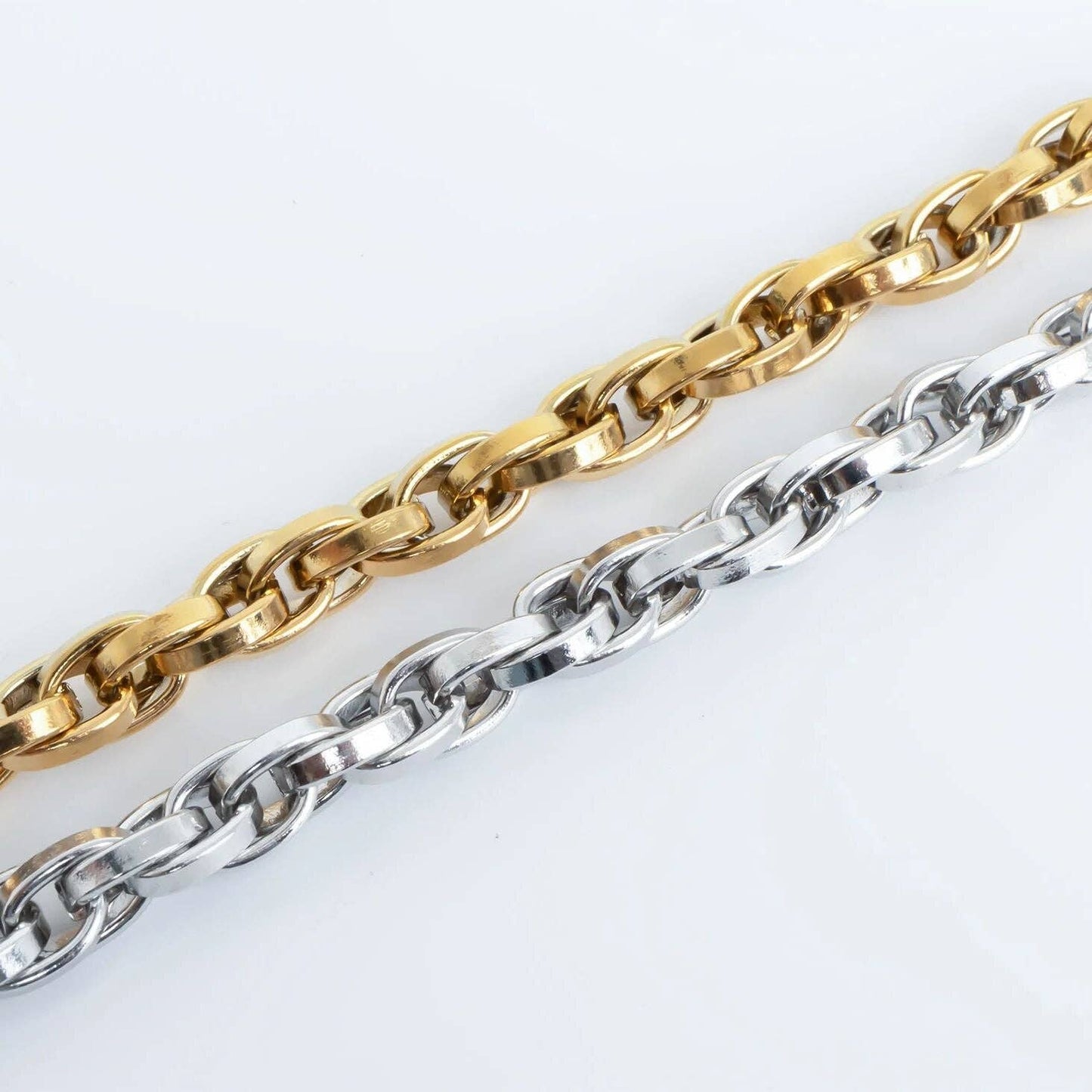 18K Gold PVD Stainless Steel Double Oval Chain Bracelet