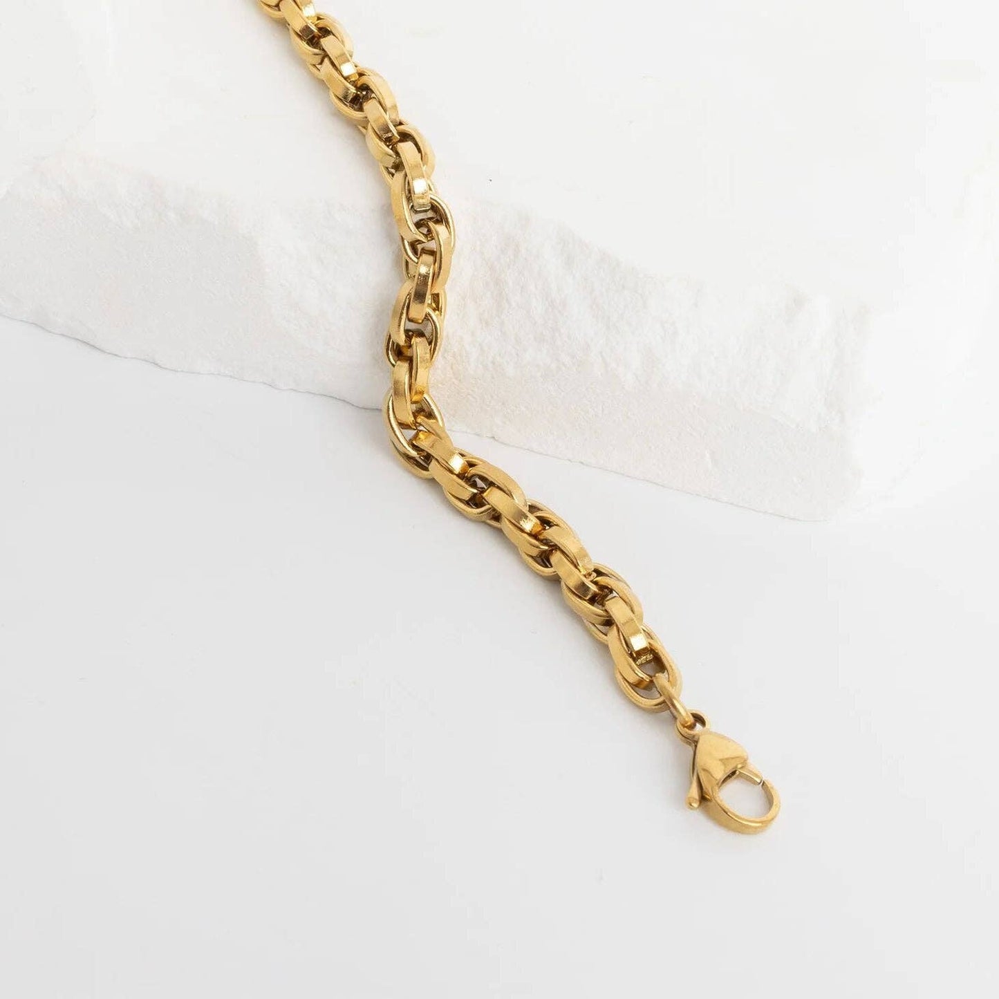 18K Gold PVD Stainless Steel Double Oval Chain Bracelet