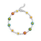 18K Gold PVD Multi Colored Floral Chain Bracelet